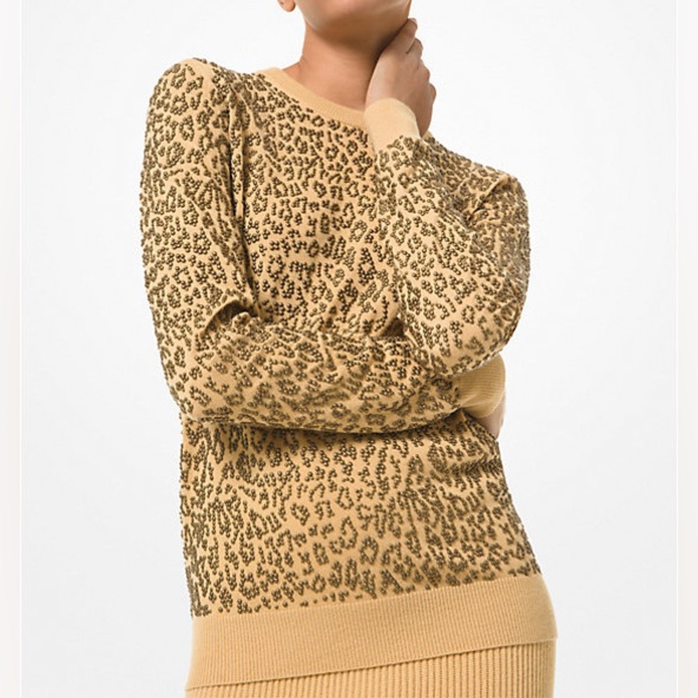 MICHAEL KORS COLLECTION leopard nailhead sweater